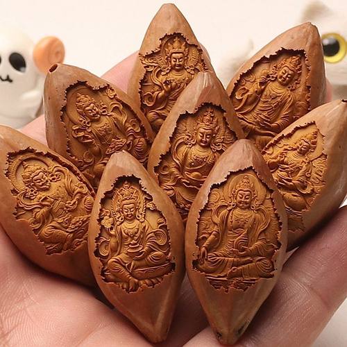 橄榄核手工雕刻八大金刚黄财神手串20mm尺寸原皮雕刻吉祥如意招财