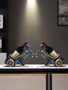 新中式现代马酒架摆件创意高档轻奢客厅红酒葡萄酒架酒柜装饰品