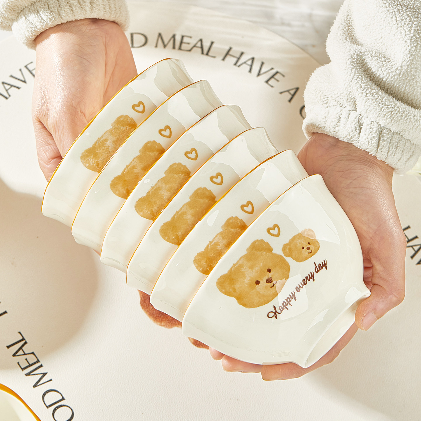 陶瓷碗家用米饭碗套装新款2026好看的高颜值釉下彩餐具碗碟盘套装,餐饮具,碗,淘宝优惠券,粉丝福利购,淘宝优惠卷