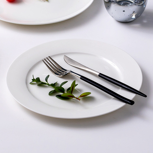 速发骨瓷牛排盘子家用餐0英寸大平盘纯白欧式 西1盘陶瓷创意面盘浅