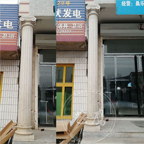 黄金麻罗马柱欧式风室外大理石