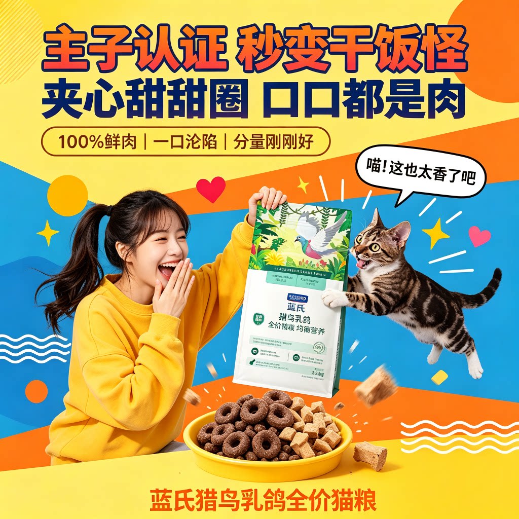 蓝氏猫粮猎鸟乳鸽荒野猎兔冻干成猫幼猫营养型增肥发腮美毛1.5kg