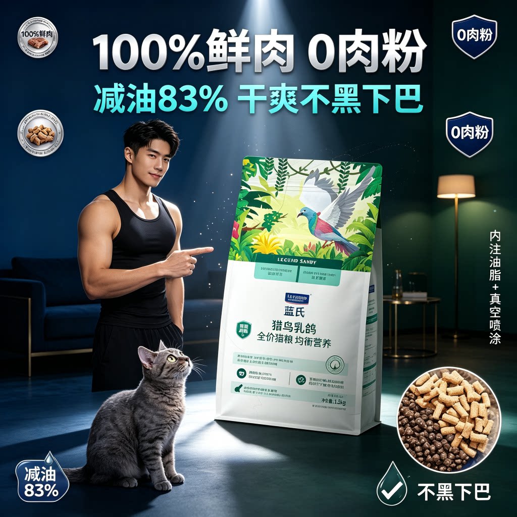 蓝氏猫粮猎鸟乳鸽幼猫成猫全价猫主粮3斤冻干美毛烘焙营养型男生