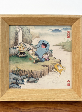 《金色传说》喵喵钓鱼果然翁谜拟Q童偶熊宝可梦创意高清喷绘摆台