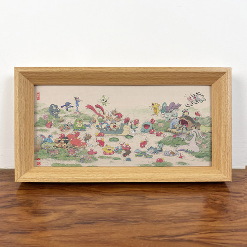 《金色传说》中国风宝可梦睡莲国画创意沙发背景装饰画高清喷绘