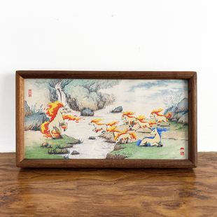 《八骏图》中国风宝可梦小火马烈焰马创意喷绘装饰画桌面摆件