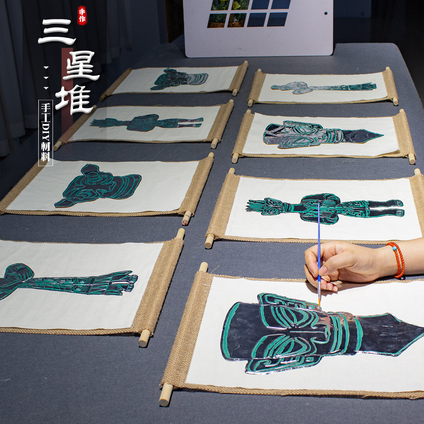 三星堆青铜面具diy非遗锡纸画图片
