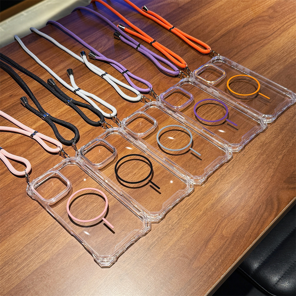 适用 苹果 iPhone11 12 13 14 15 16+ Pro Max 16e 糖果色磁吸壳斜跨挂脖挂绳手机壳 防摔保护套