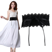 蕾丝腰封女宽装 百搭镂空花边腰带配裙子系带绑带收腰配饰黑 饰时尚