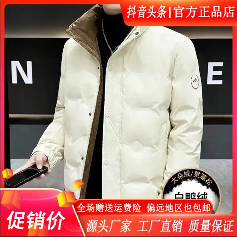 柚发轻奢服饰Amphelisia2025新款羽绒服男时尚短款拼色青年轻外套