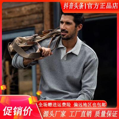 MR.MUDI/穆迪先生美式重磅复古polo衫男长袖春秋新款潮宽松华夫格