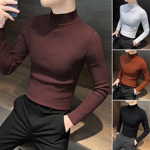 路西威男装男士毛衣2025新款秋冬痞帅高级感男装冬季半高领打底