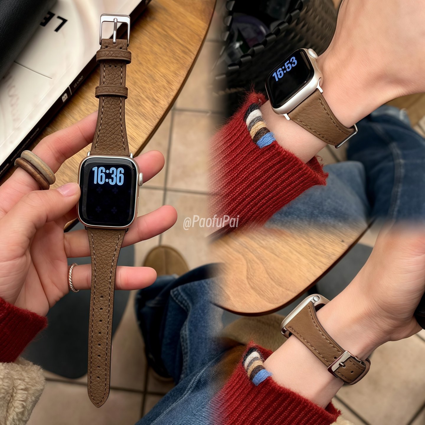 荔枝纹小蛮腰真皮苹果表带