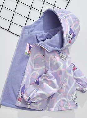 女童夹棉外套秋冬款2026新款洋气儿童冬季双面穿中童冬装加厚棉服
