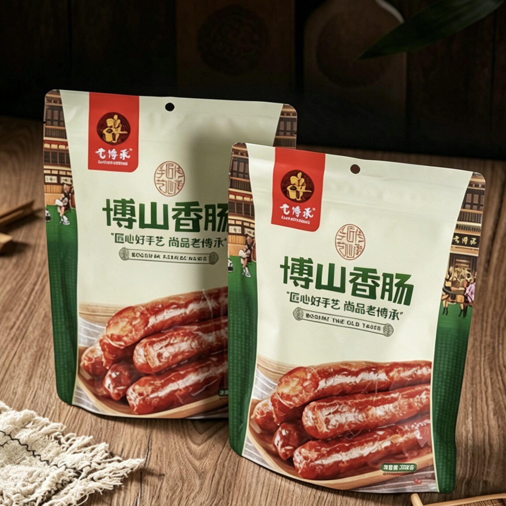 老博承博山精香肠200g山东特产淄博猪肉肠二肥八瘦休闲零食小吃