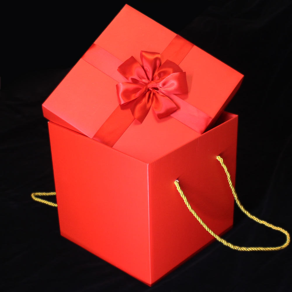 中国风红色婚庆春节过年特大号正方形年货包装盒子礼盒丝带蝴蝶结