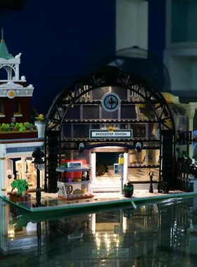 杰星89154火车交汇站国产积木MOC街景建筑拼装模型玩具成人高难度