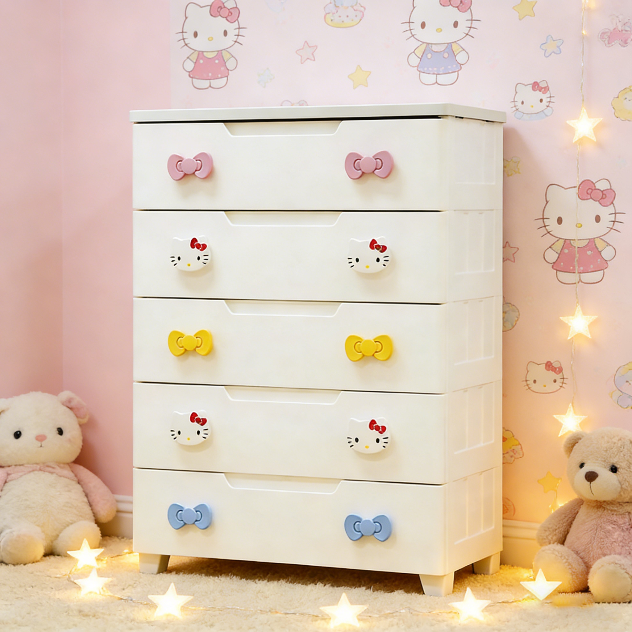 爱丽思hellokitty儿童抽屉式收纳柜子爱丽丝塑料储物宝宝婴儿衣柜