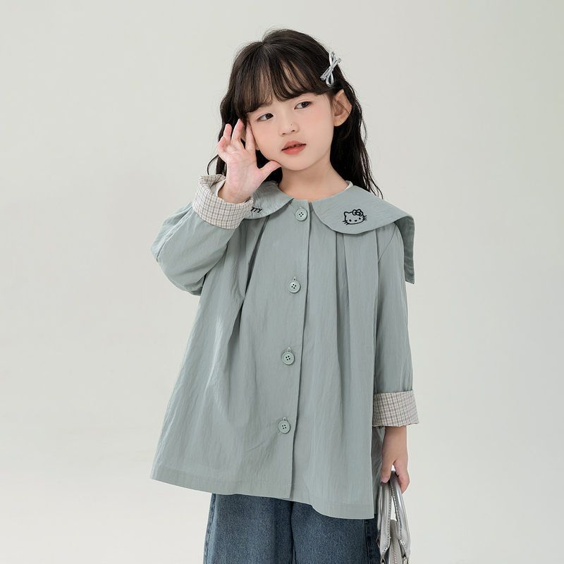 女童娃娃领薄外套春秋新款儿童上衣甜美可爱宝宝幼儿园小女孩风衣