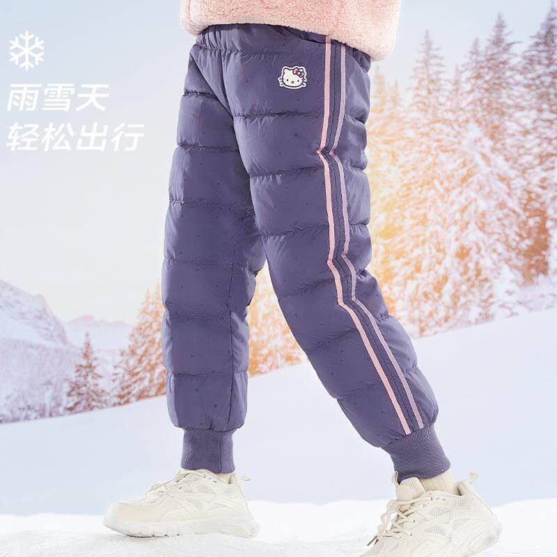 kt猫女童外穿羽绒裤子儿童女裤冬季保暖外裤收口运动小女孩白鸭绒