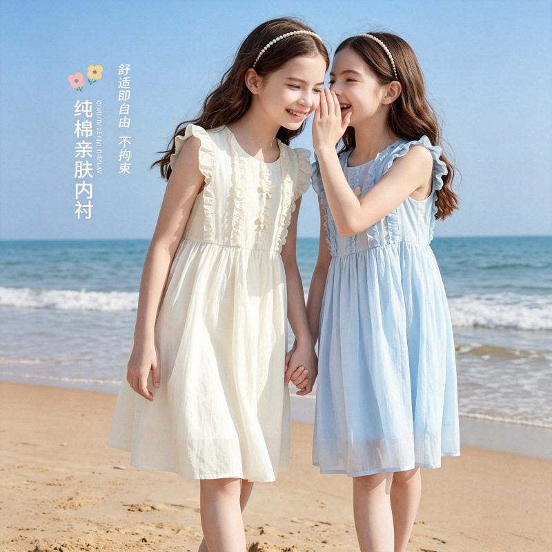 女童夏季新款连衣裙,舒适甜美