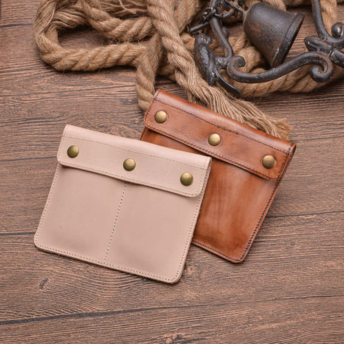 真皮情侣表袋2只装方形按扣户外