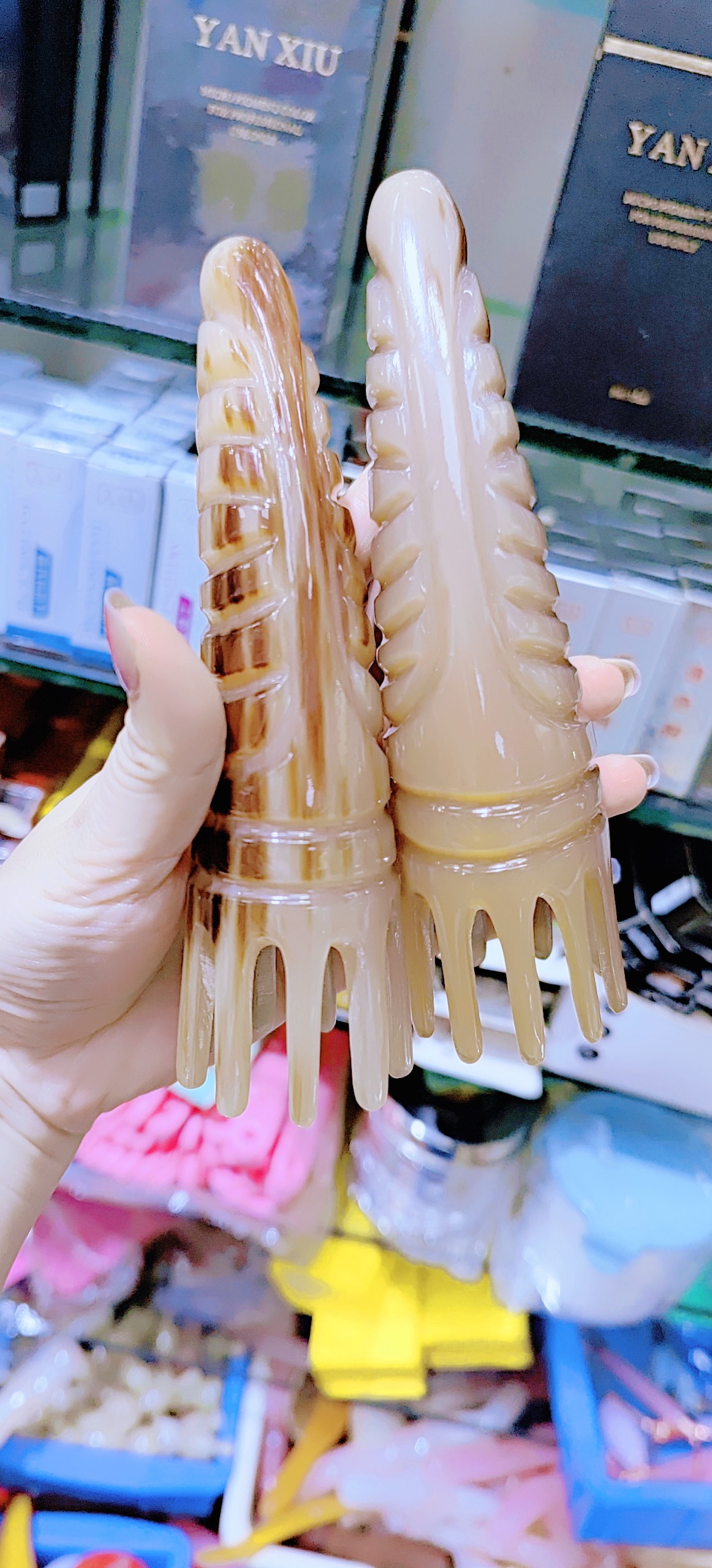 天然牛角头部经络头疗梳防按摩器脱发头皮疏通圆筒