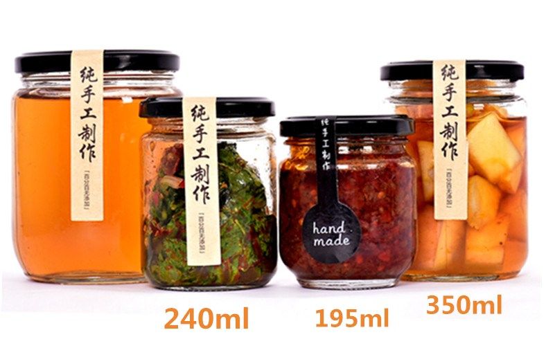 铁盖酱菜黄桃罐头玻璃瓶圆蜂蜜瓶果酱瓶食品密封罐慕斯奶昔冰淇淋