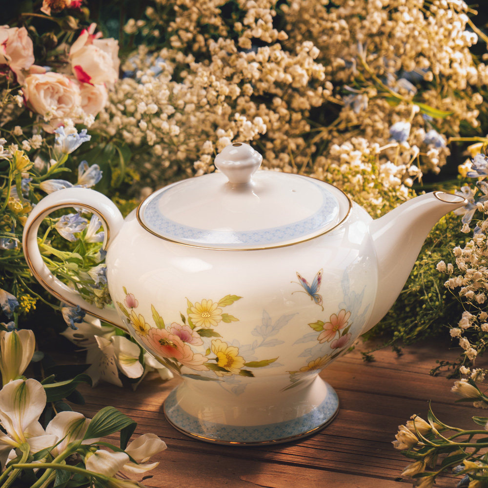 日本NARUMI/鸣海 RAMAGE系列 茶壶/咖啡壶/壶 骨瓷 釉中彩 礼盒装