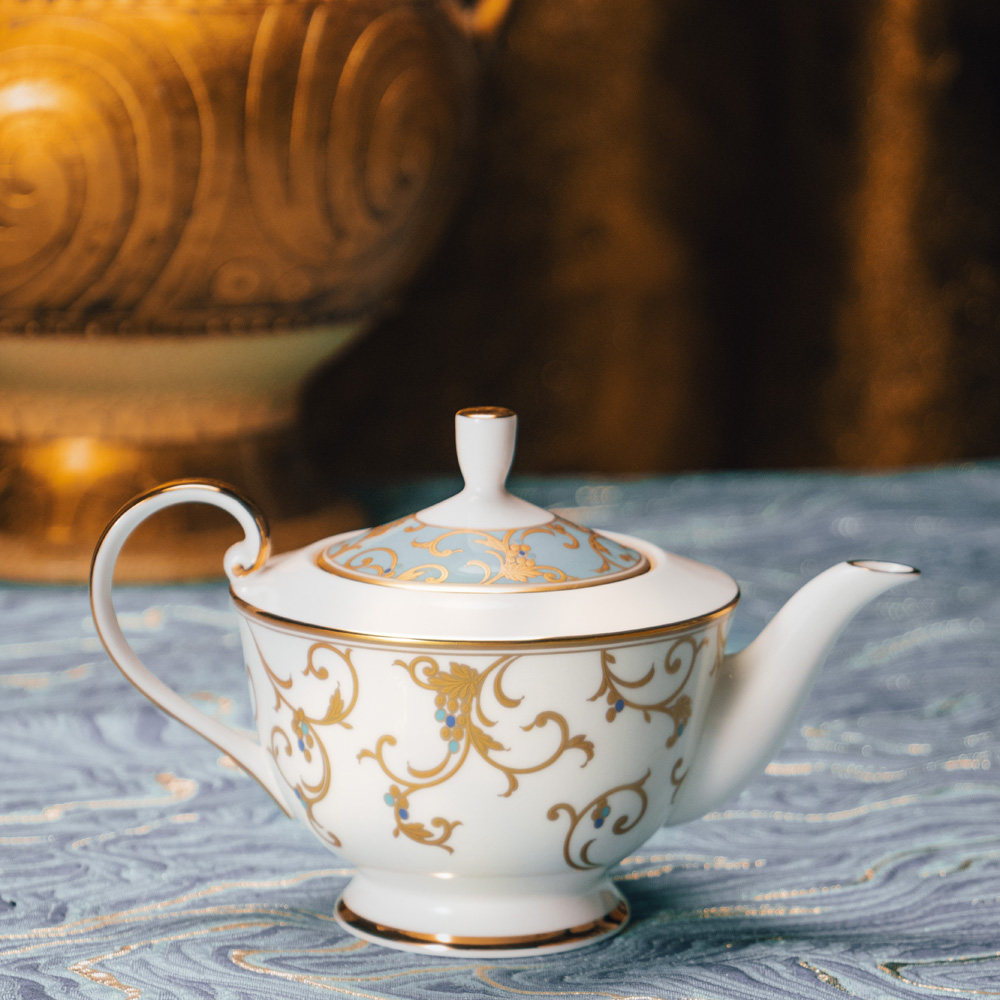 日本NARUMI鸣海Anatolia Blue系列 下午茶/咖啡壶 骨瓷/釉中彩