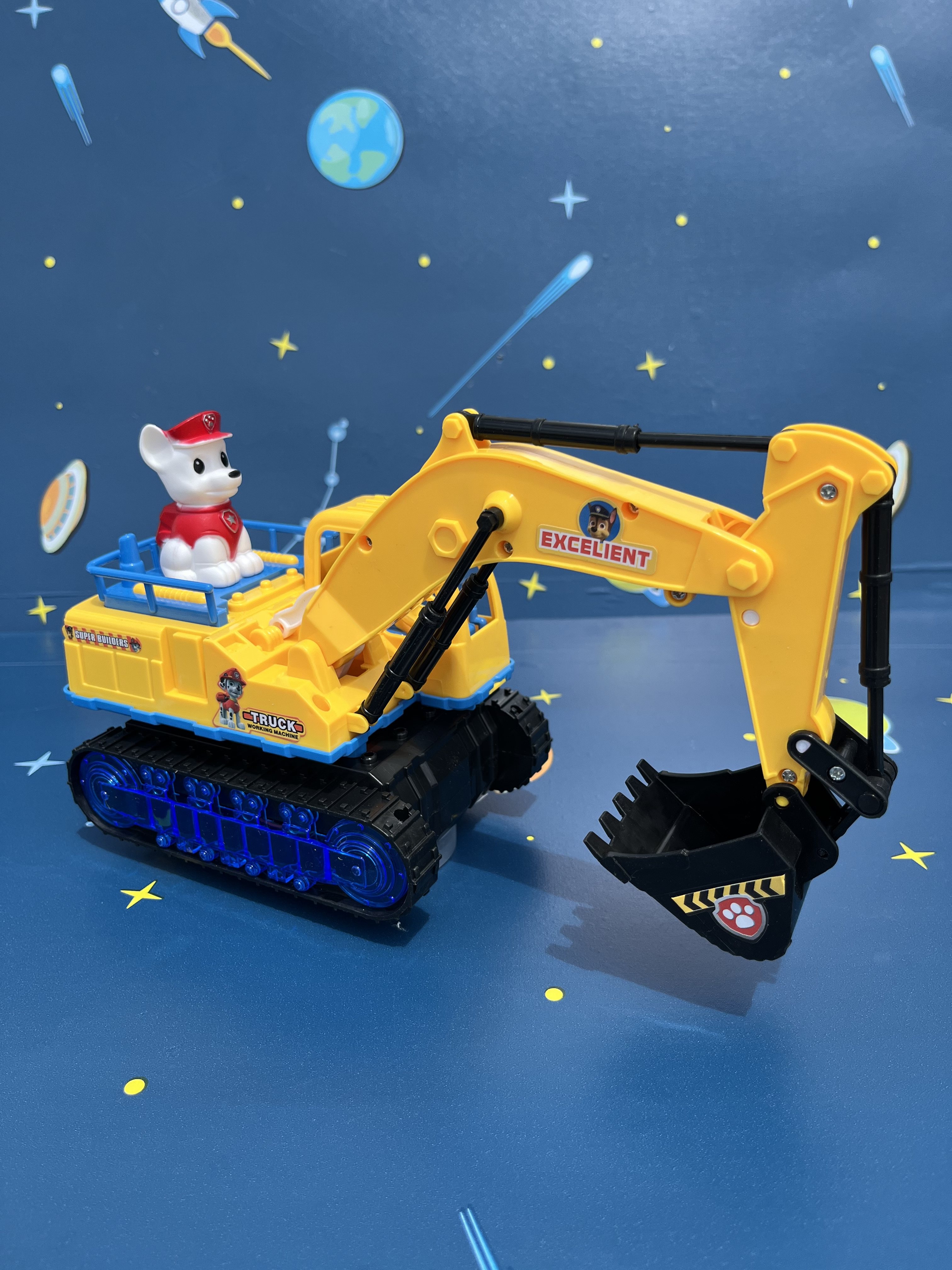 儿童男孩电动灯光音乐卡通狗狗挖土机黄色工程车挖机万向轮玩具车,玩具/童车/益智/积木/模型,电动/遥控车,淘宝优惠券,粉丝福利购,淘宝优惠卷