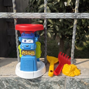 夏天校车巴士沙滩车漏斗4件套装海边挖沙子铲子工具男孩洗澡玩具5