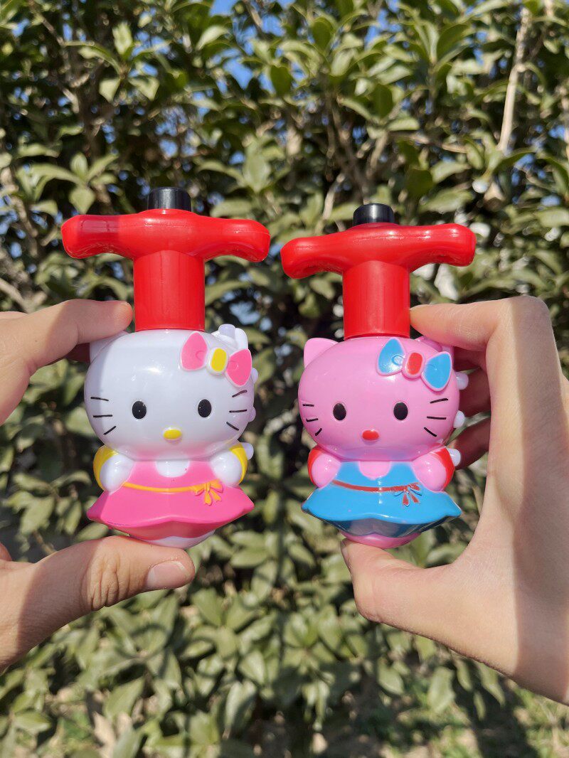 儿童音乐灯光凯蒂猫陀螺益智早教女孩宝宝粉kt猫玩具3-8岁4-9周岁