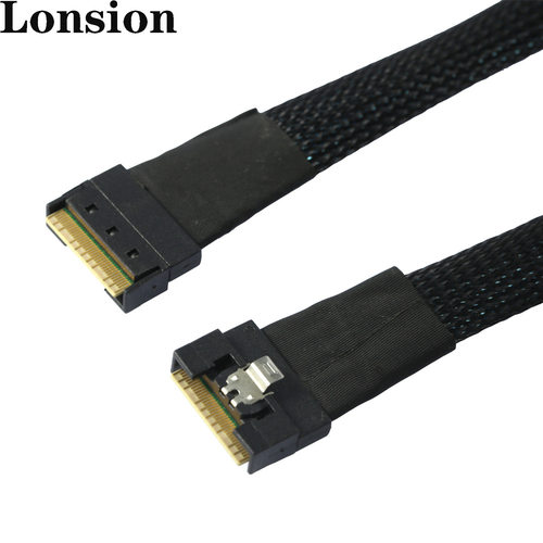 SlimSAS SFF-8654 8i 8X 4.0全包防斜插插服务器高速连接线