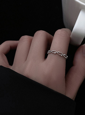 镂空戒指2021年新款轻奢交叉可调节食指戒简约个性闺蜜指环女