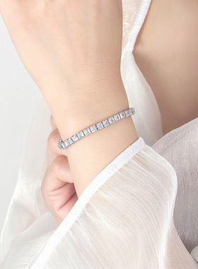 欧美跨境亚马逊满钻4mm锆石网球手链男女嘻哈个性外贸手饰批发潮