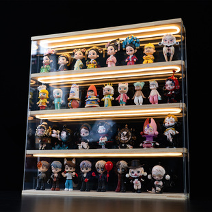 亚克力展示盒泡泡玛特盲盒手办收纳柜Molly娃娃防尘展示柜可挂墙