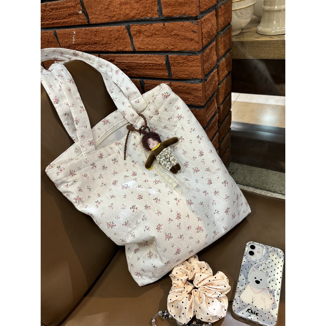 韩系ins碎花包女新款大容量托特包清新百搭帆布袋包包女学生通勤