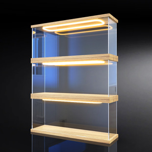 适用棉花娃娃收纳盒chiikawa玩偶公仔乌萨奇痛柜回型灯透明展示盒