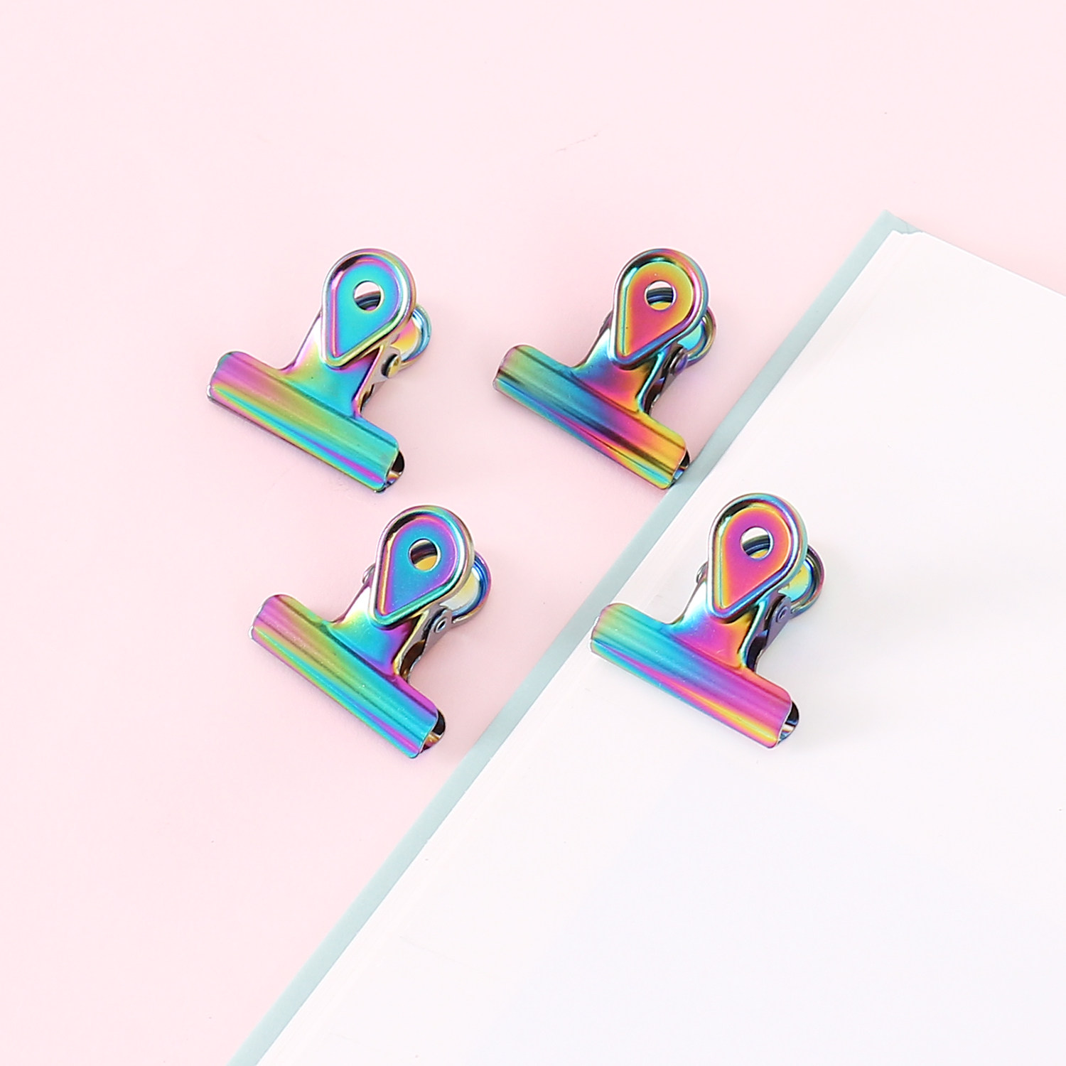 水滴炫彩长尾夹山行夹亮彩圆夹小夹子办公文具创意收纳夹试卷夹