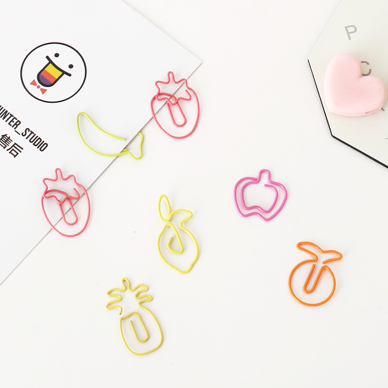 水果系列创意回形针彩色可爱造型异形书签小号学生文具曲别针30枚