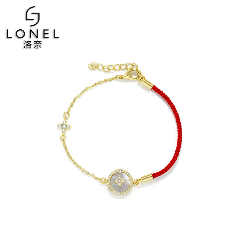 小花朵圆形手链女时尚森系仙简约饰品ins小众设计本命年编织红绳