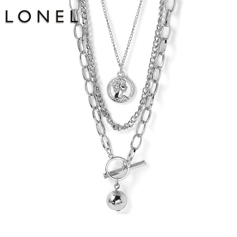 双层钛钢项链女笑脸嘻哈锁骨链冷淡风卫衣毛衣链子春夏高档配饰