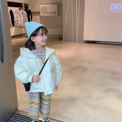 女童冬装羽绒服外套宝宝洋气儿童个性潮牌韩版连帽加厚保暖面包服