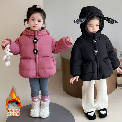 女童羽绒服外套女孩冬季羽绒服2025新款儿童加厚保暖连帽面包服潮
