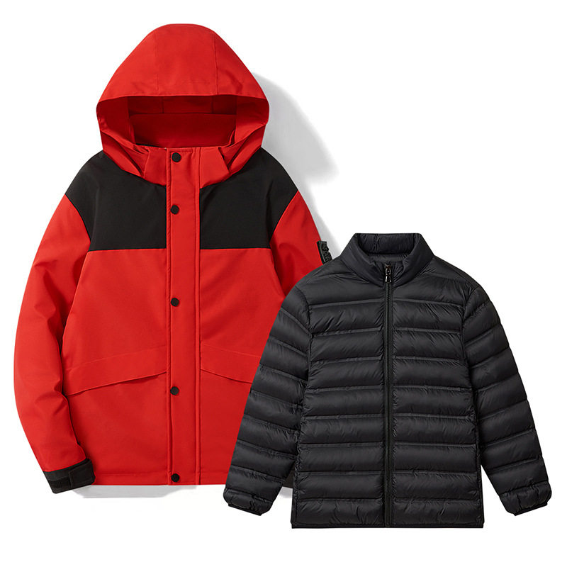 男童户外三合一冲锋衣可拆卸羽绒棉内胆防风防水儿童棉服冬季外套