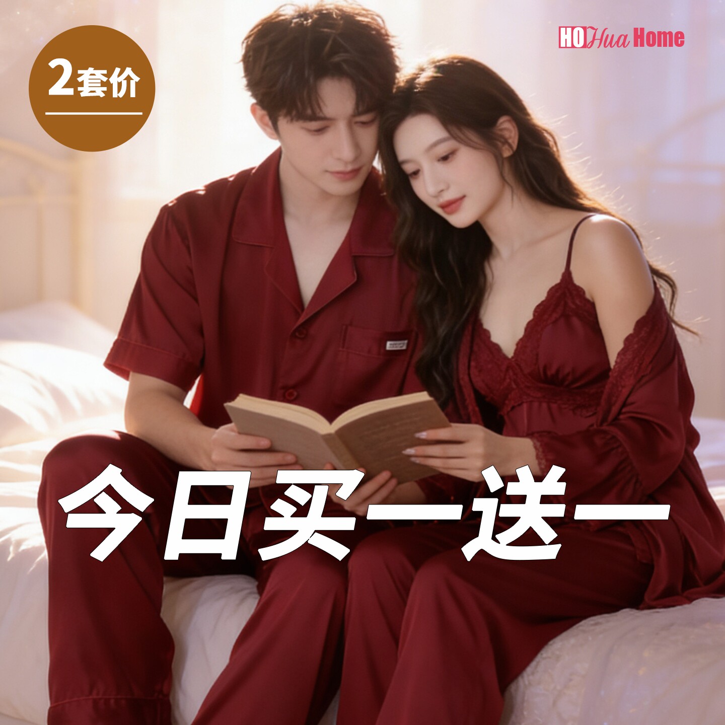 结婚情侣睡衣夏季冰丝女春秋款男