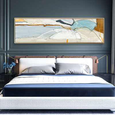 2021主卧室床头背景墙装饰画简约现代轻奢抽象简美轻奢几何挂画