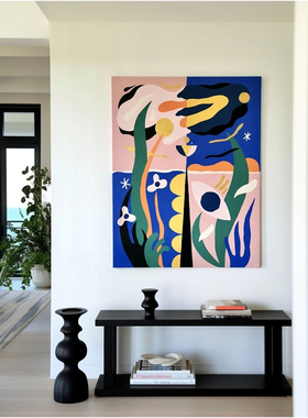 马蒂斯客厅装饰画抽象艺术2025新款小众多巴胺卧室玄关民宿壁挂画