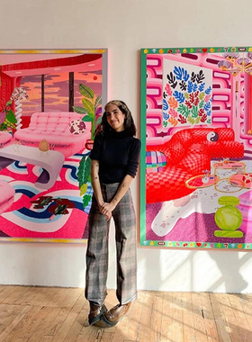 多巴胺彩色幻彩客厅装饰画小众艺术抽象创意感壁画餐边桌卧室挂画